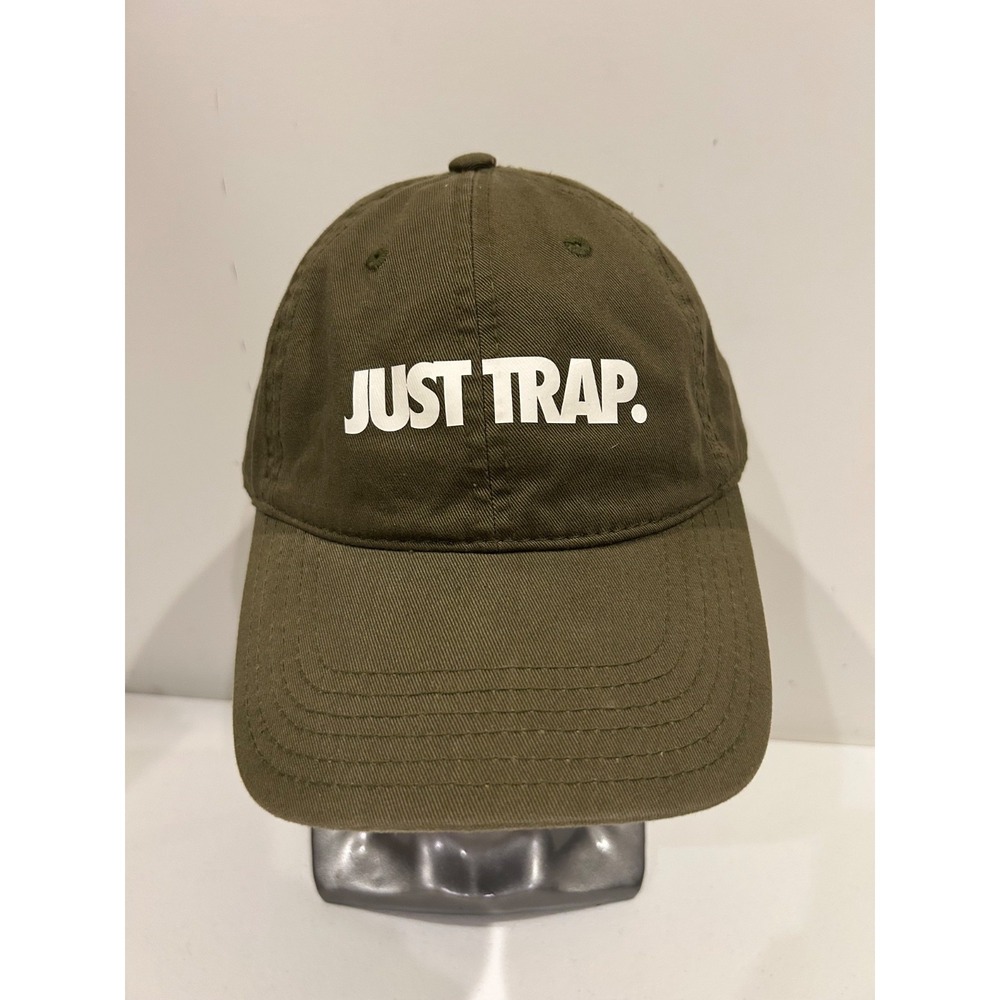 Just Trap Baseball Cap Dad Hat Olive Green Washed Distressed Streetwear HATCO